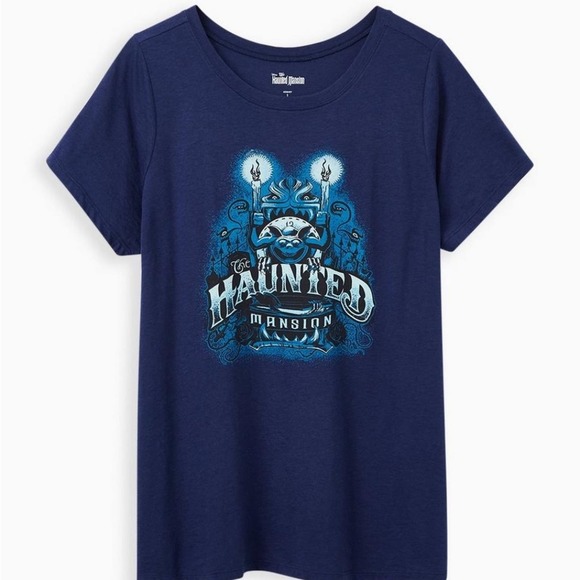Disney Haunted Mansion Distressed Tee - Blue Sz 4 - Picture 1 of 5